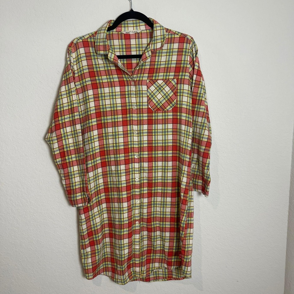 Woolrich Womens Plaid Flannel Shirt Dress Long Sleeve Button Down XS‎